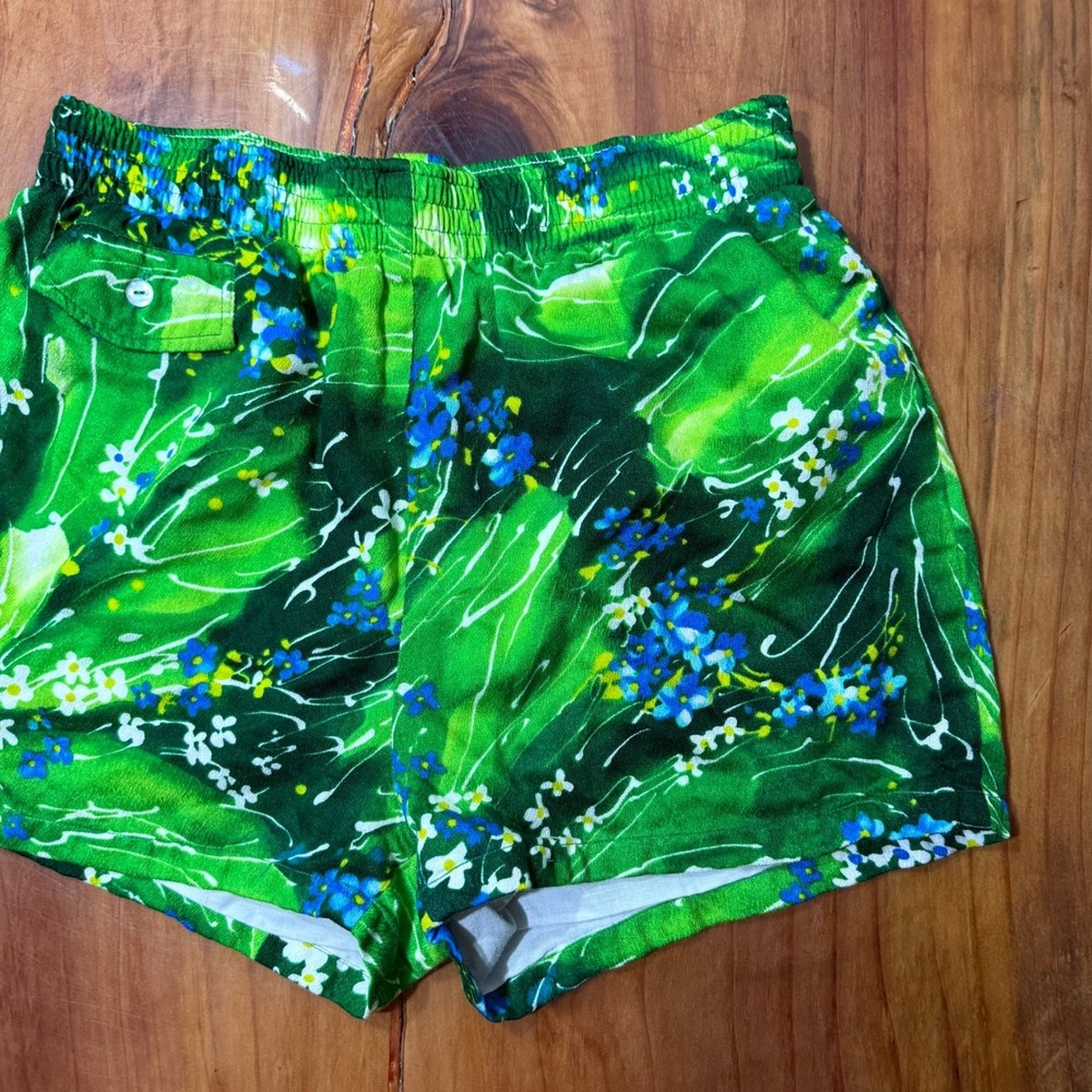 Vintage 60s 70s Pomare Mens Shorts Large Medium Barkcloth Hawaiian A3-13 - Picture 2 of 6